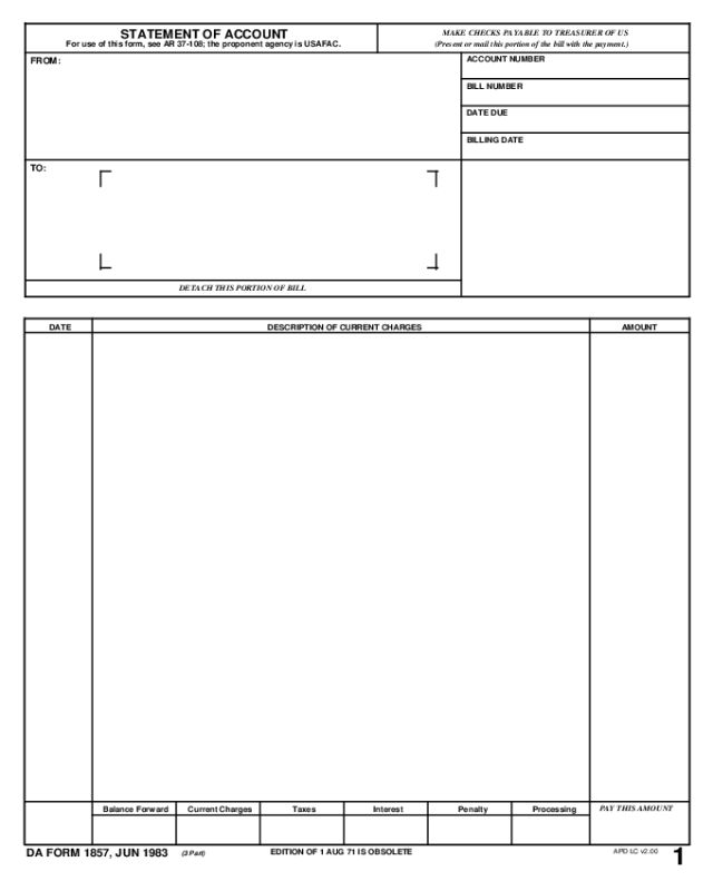 Tabular Statement of Account Template