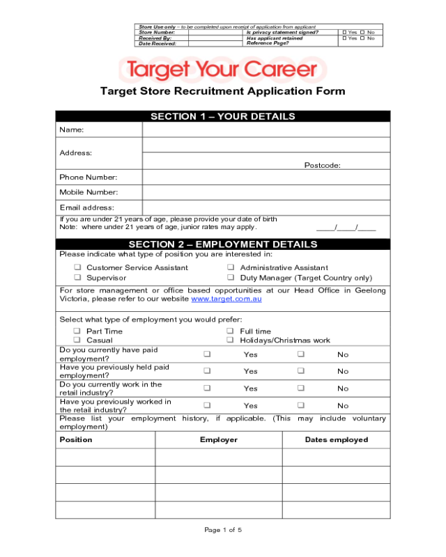 Target Application Form