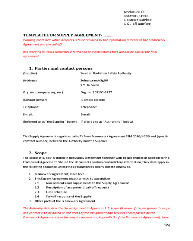 Supplier Quality Agreement Template