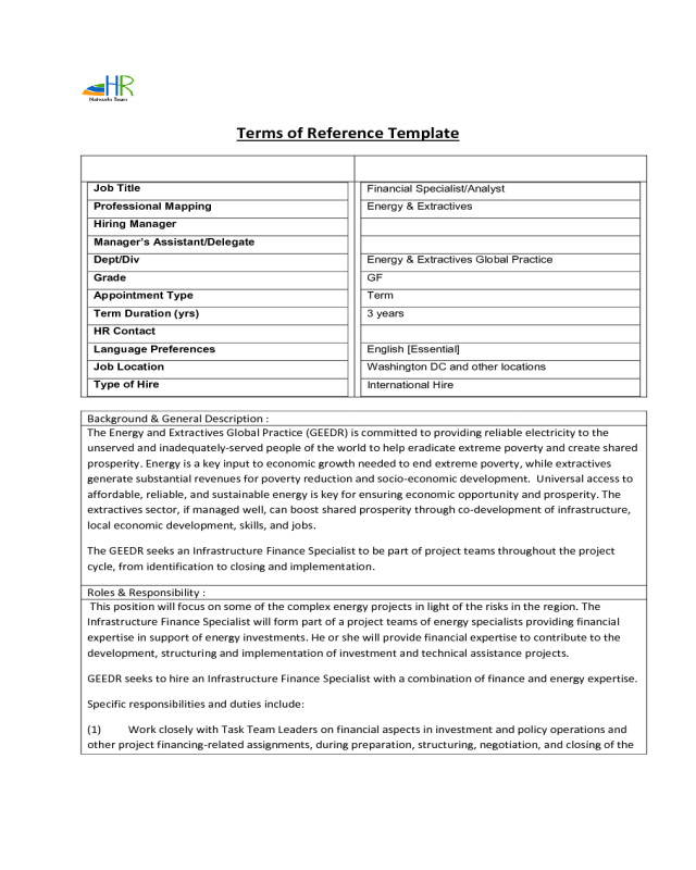Terms of Reference Template