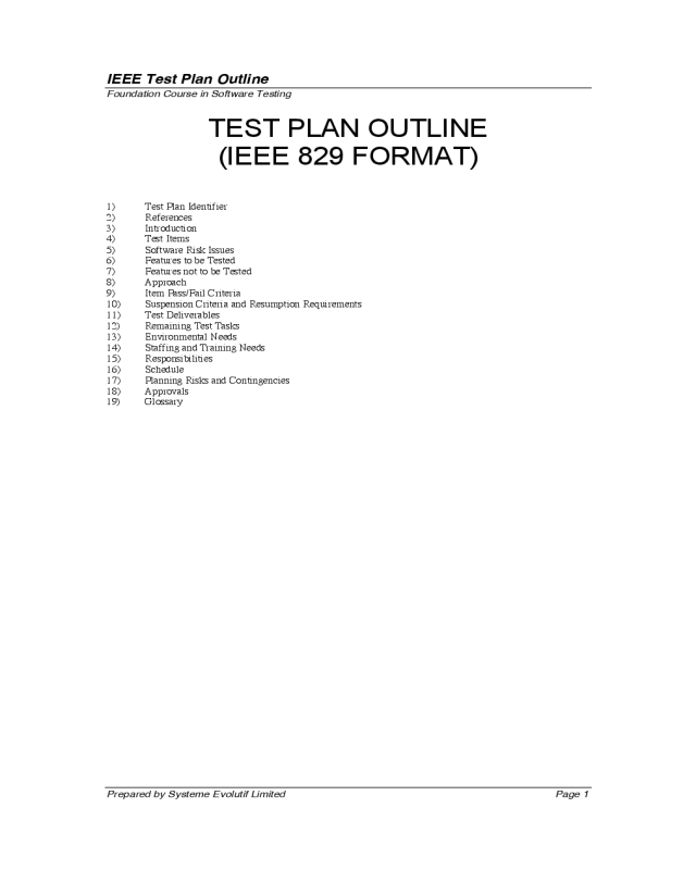 Test Plan Outline