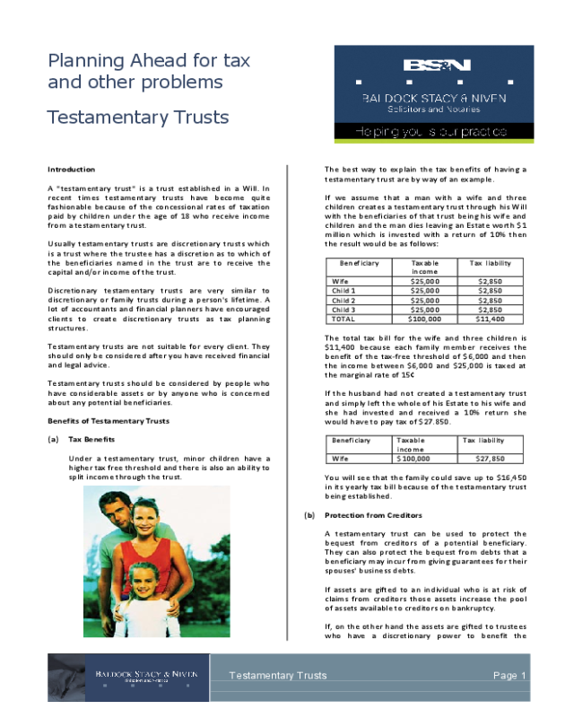 2024 Testamentary Trust Form Fillable Printable PDF Forms Handypdf