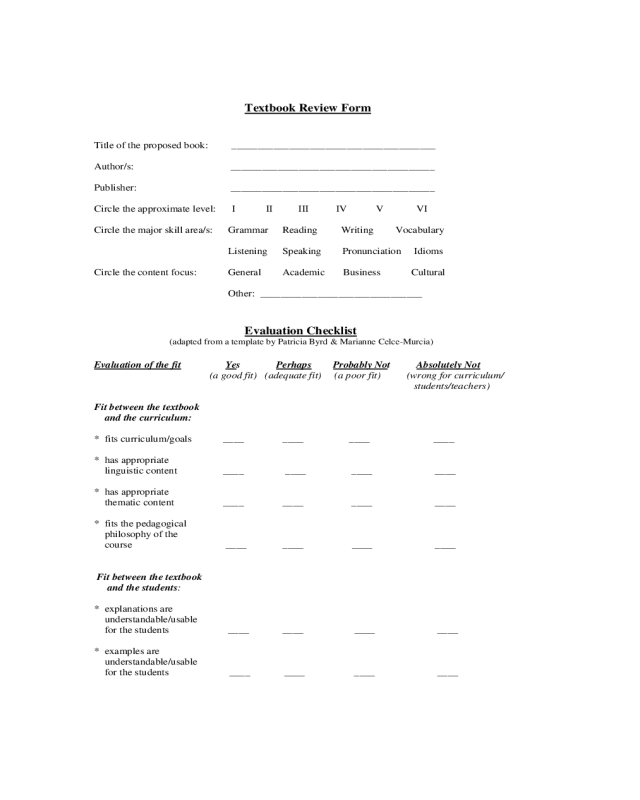 Textbook Evaluation Form - Delaware