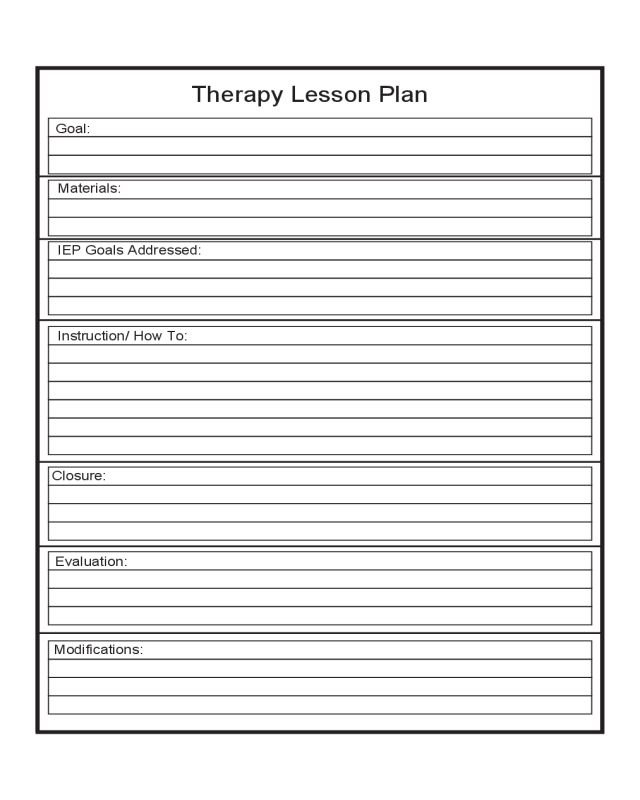 Therapy Lesson Plan Form