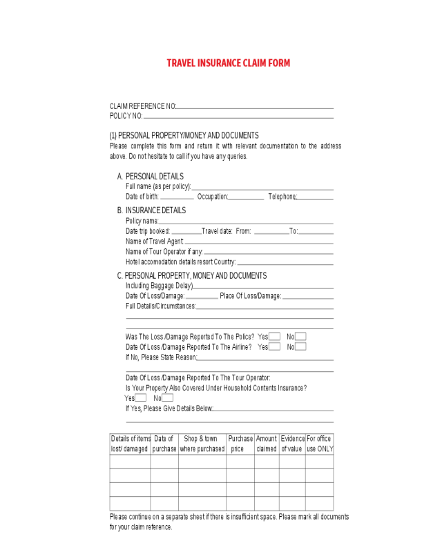 rsa travel insurance claim form