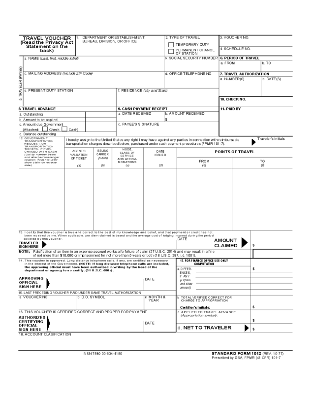 2024 Travel Voucher Form Fillable, Printable PDF & Forms Handypdf