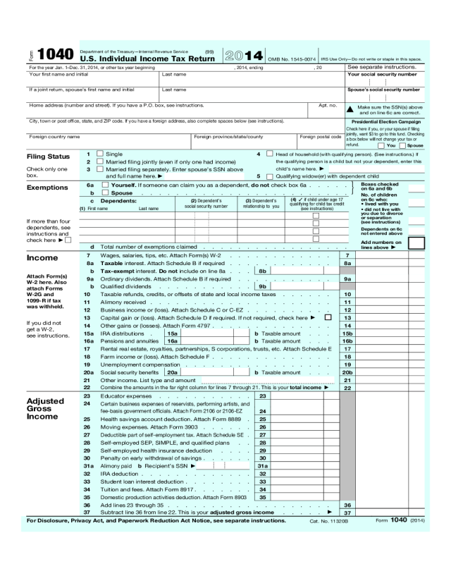 U.S. Individual Income Tax Return Form