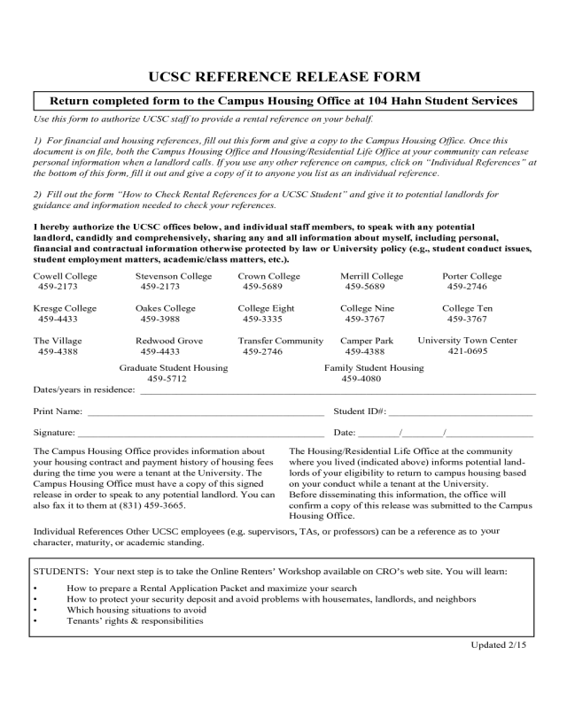 UCSC Reference Release Form