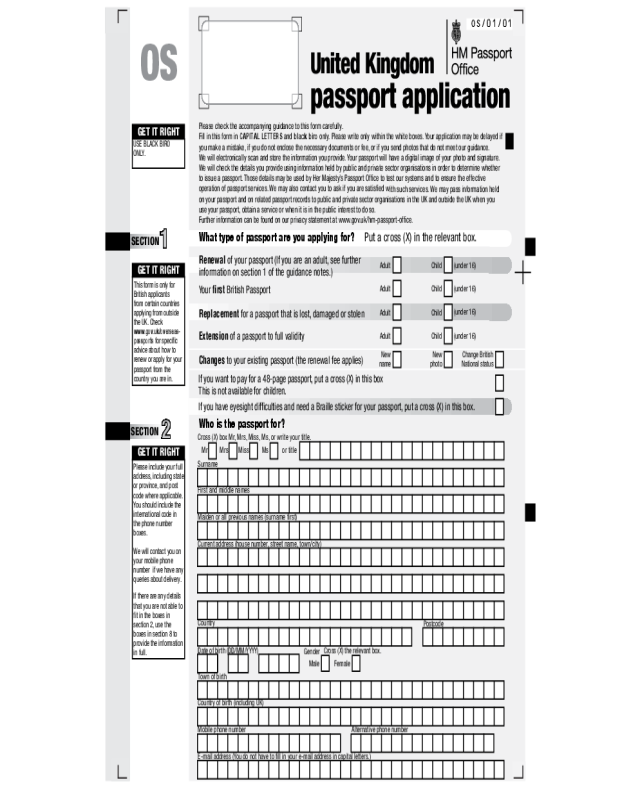 United Kingdom Passport Application