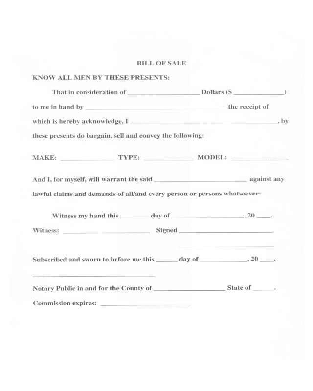 pdf automobile bill of sale template pdf template