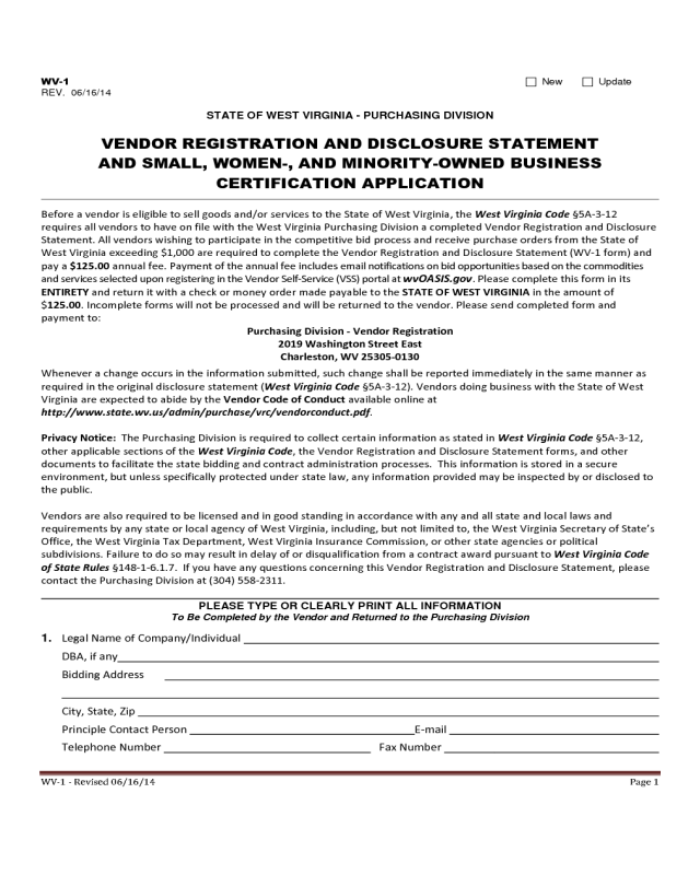 Vendor Registration and Disclosure Statement and Small, Women-, and Minority-owned Business Certificate Application
