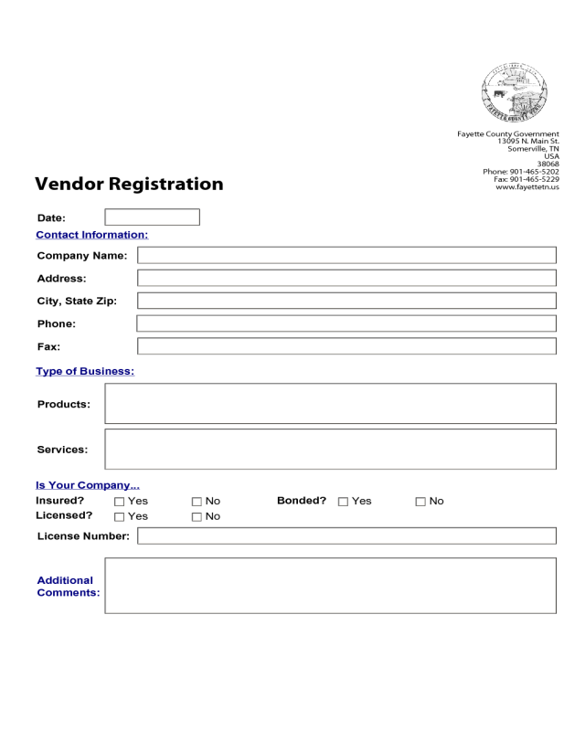Vendor Registration