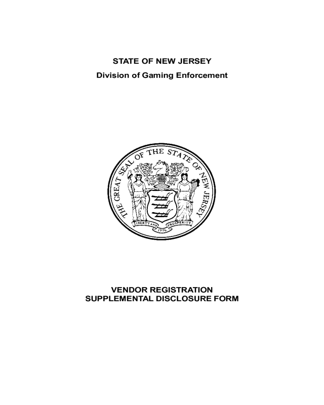 Vendor Registration Supplemental Disclosure Form - New Jersey