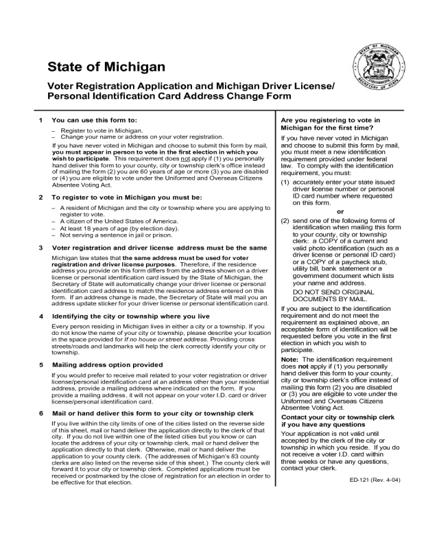 Voter Registration Application - Michigan