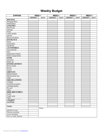 2024 Weekly Budget Form - Fillable, Printable PDF & Forms | Handypdf