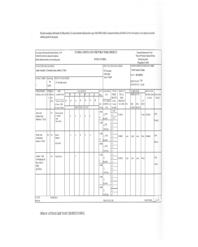 Weekly Payroll Certification for Public Works Projects