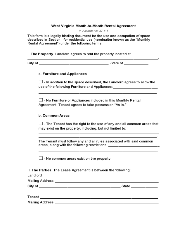 west virginia month to month lease agreement edit fill sign online handypdf