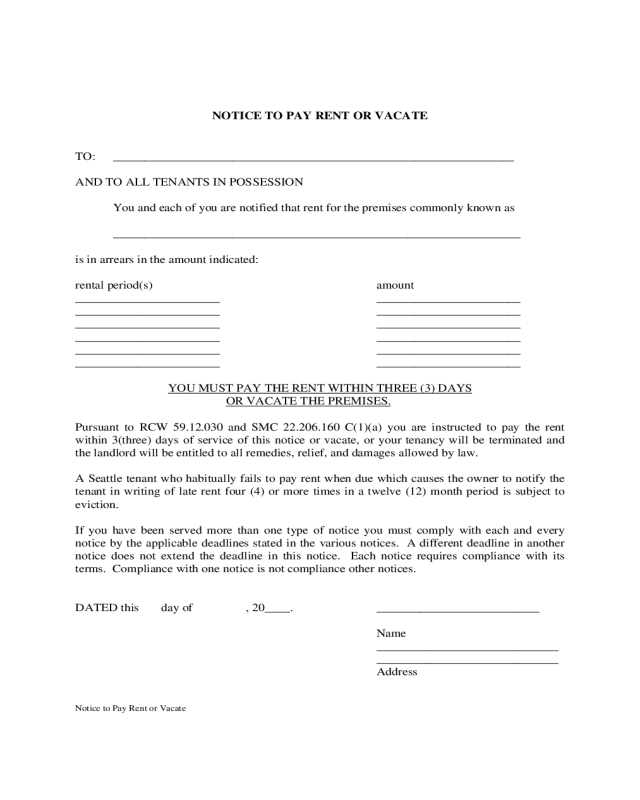 West Virginia Notice to Pay Rent or Vacate