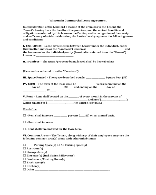 wisconsin commercial lease agreement edit fill sign online handypdf