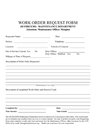 2024 Work Order Template - Fillable, Printable PDF & Forms | Handypdf