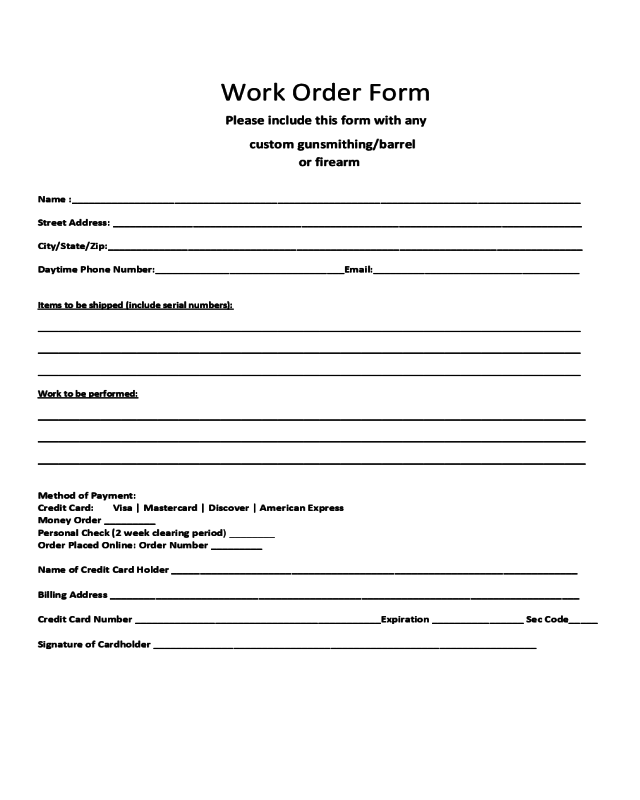 Work Order Sample