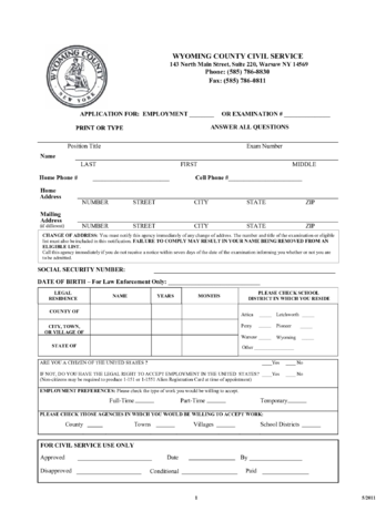 WYOMING COUNTY CIVIL SERVICE APPLICATION - Edit, Fill, Sign Online ...