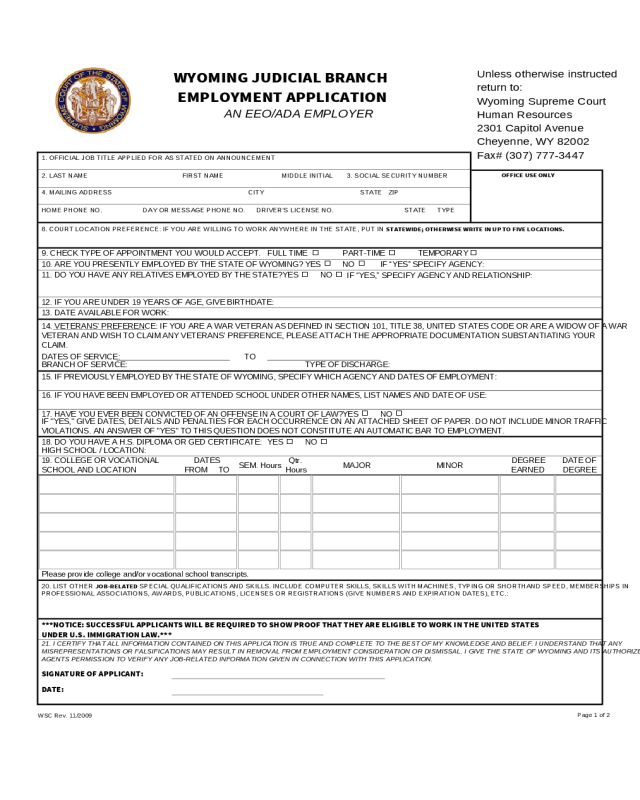 wyoming judicial branch employment application
