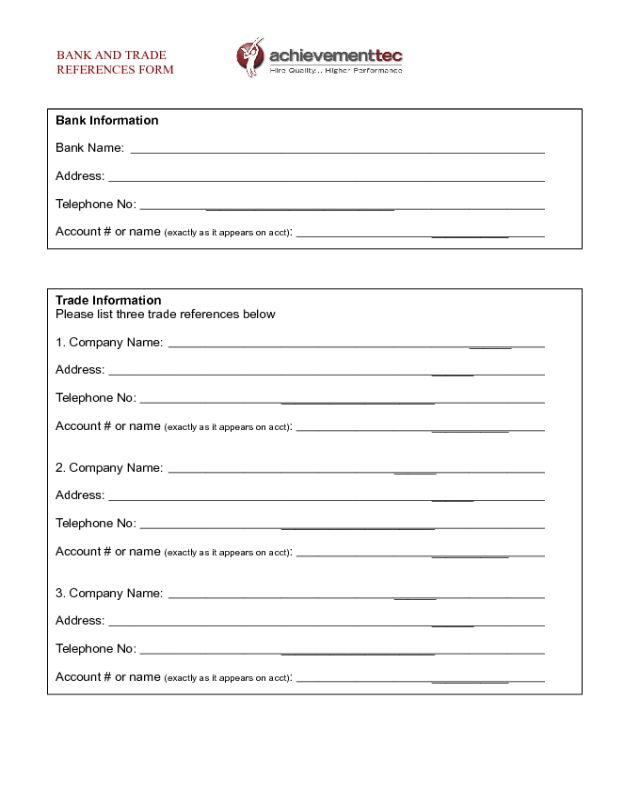 2023 Trade Reference Template Fillable Printable PDF Forms Handypdf