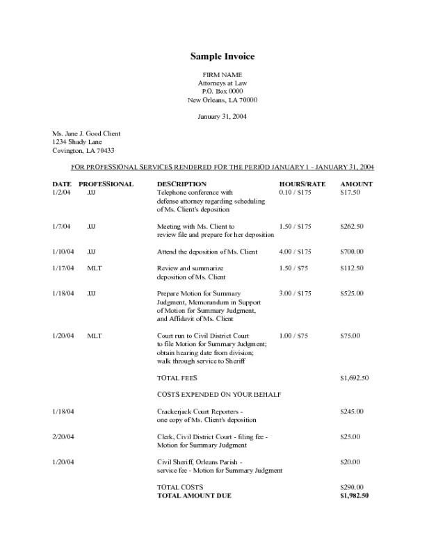 Basic Invoice Template Sample