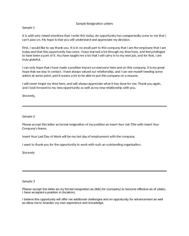 Best Resignation Letter Template