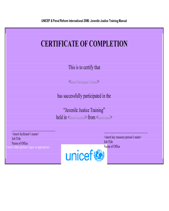 Blank Certificate of Completion Template