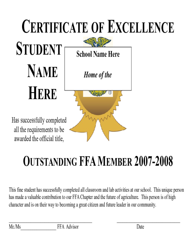 Blank Certificate of Excellence Template