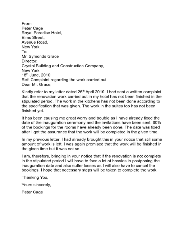 Complaint Letter Example To Company from handypdf.com