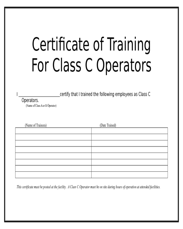 Certificate of Training Template