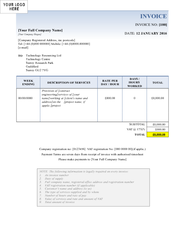 Company Invoice Template