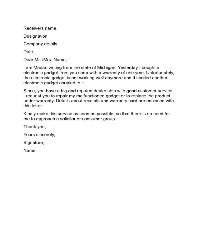 Complaint Letter Sample