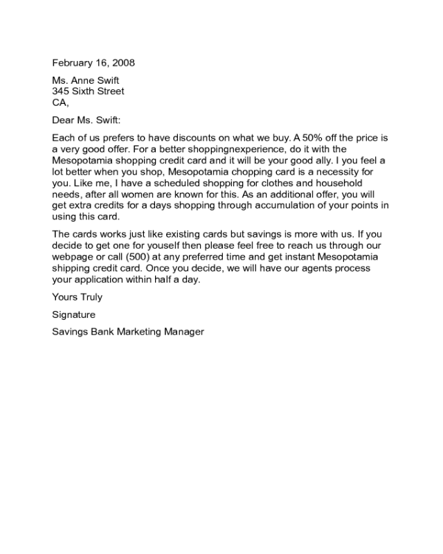 Direct Marketing Letter Sample