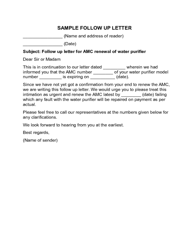 Follow Up Letter - Follow Up Letter Sample