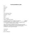 Formal Acceptance Letter Sample - Edit, Fill, Sign Online | Handypdf