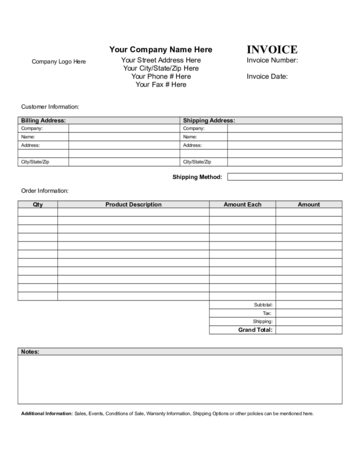 2024 General Invoice Template - Fillable, Printable PDF & Forms | Handypdf