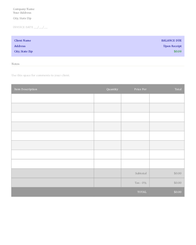 Generic Blank Invoice Template Edit Fill Sign Online Handypdf