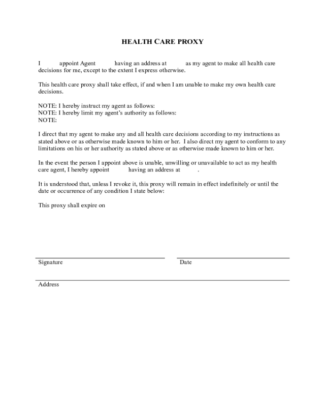 2024 Health Care Proxy Form Fillable Printable PDF Forms Handypdf