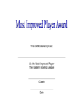 Most Improved Player Award Certificate - Edit, Fill, Sign Online 