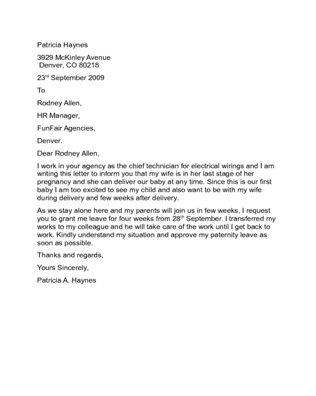 Sample Letter For Maternity Leave Of Absence from handypdf.com
