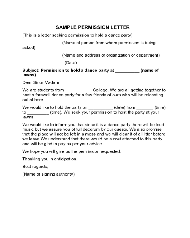 Permission Letter Sample