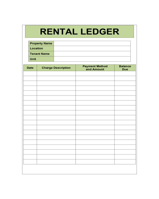 Rent Ledger Excel Template