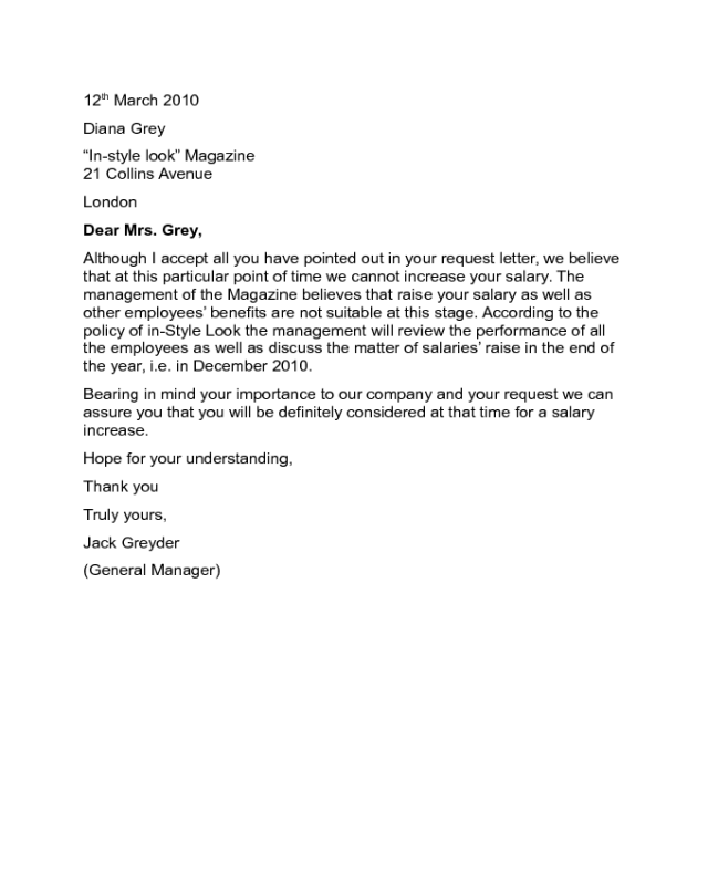 Request Refusal Letter Sample