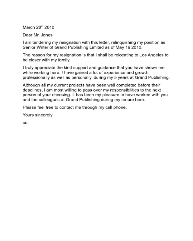 Resignation Letter Sample - Edit, Fill, Sign Online | Handypdf