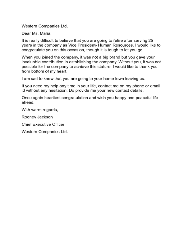 Sample Retirement Congratulations Letter from handypdf.com