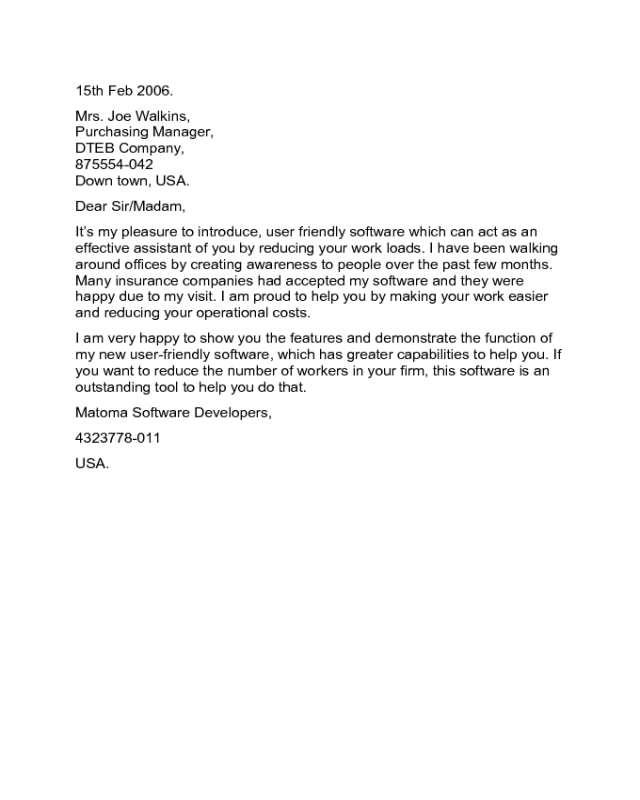 Sales Letter - Sales Letter Sample